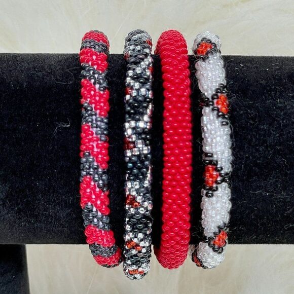 HAND CRAFTED in Nepal Beaded Bracelets (set of 4) #675 - Picture 3 of 4